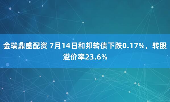 金瑞鼎盛配资 7月14日和邦转债下跌0.17%，转股溢价率23.6%